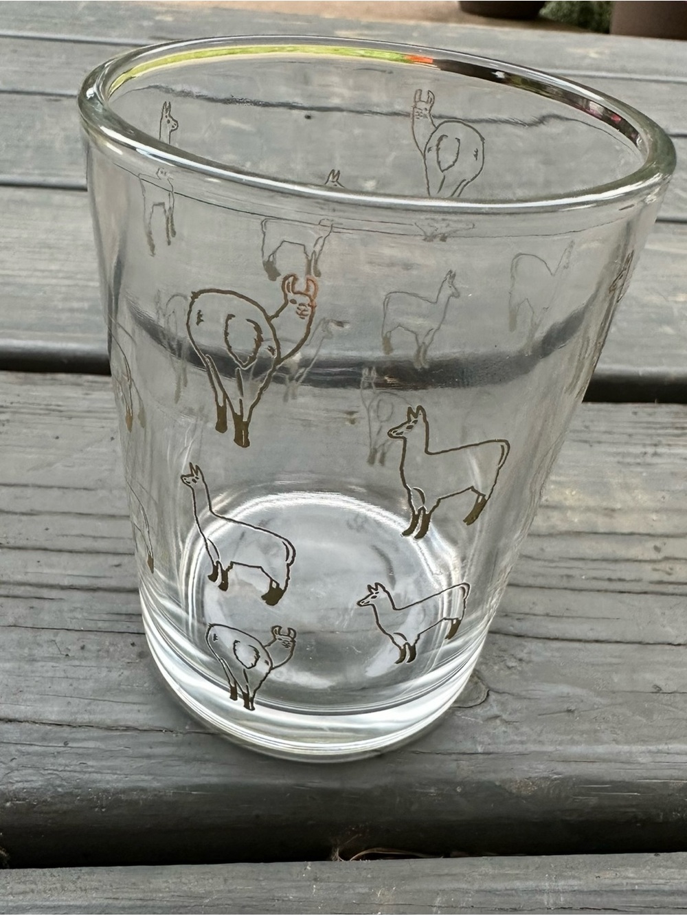 Glass Votive with Gold Llama Motif- like new!